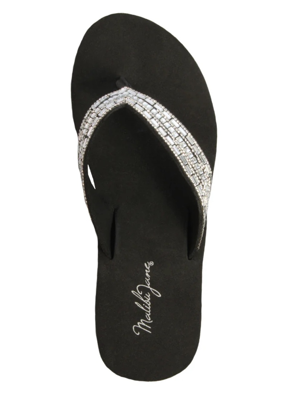 Malibu Jane Black Rhinestone Wedge Flip Flops - Women's - Picture 2 of 3